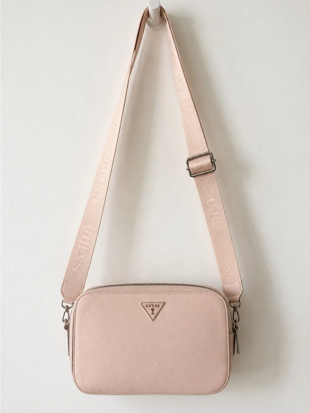 GUESS Light Pink Crossbody Bag with Logo Strap
